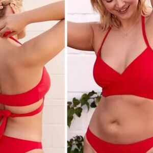 Aerie New With Tags Red Bikini Wrap Top